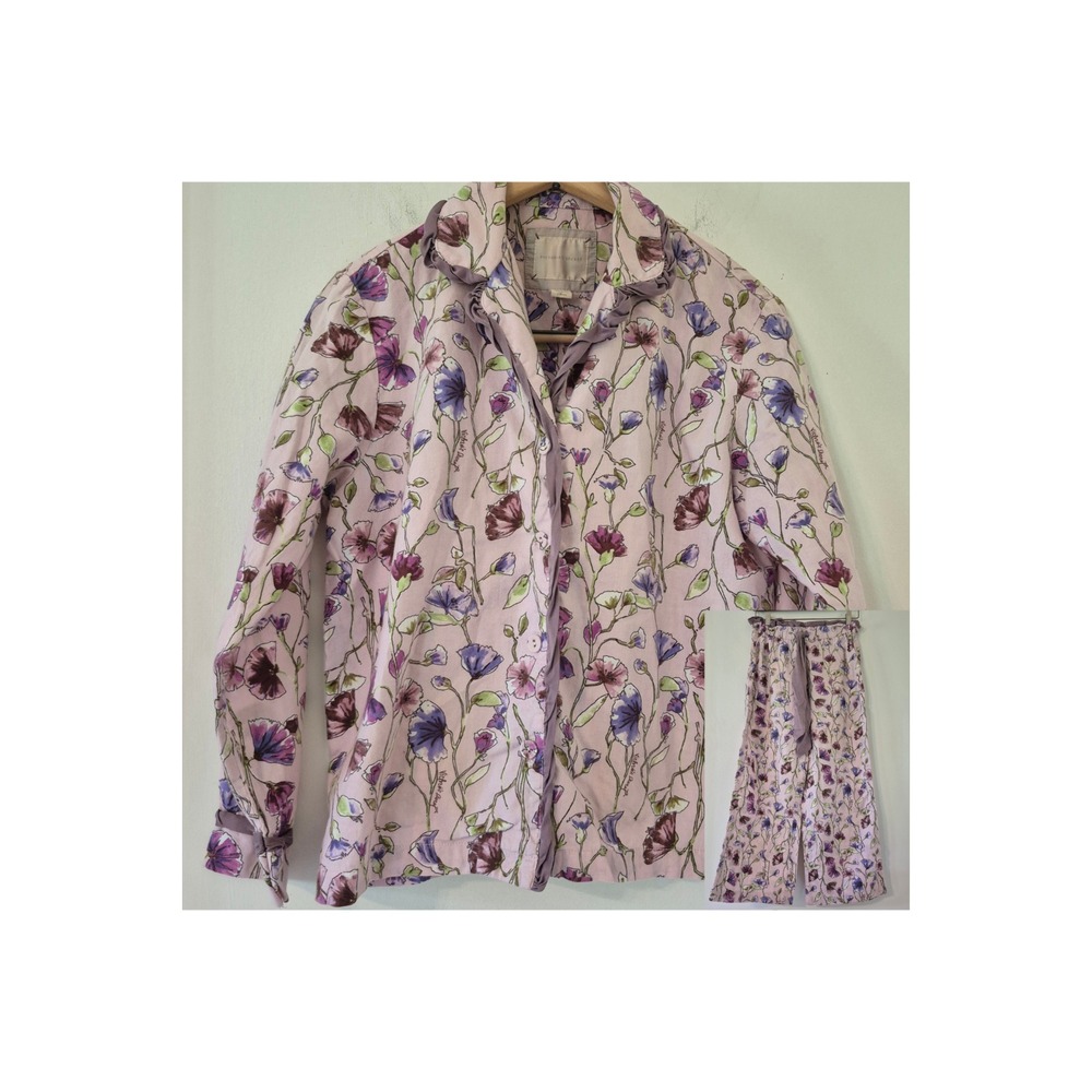 Vintage Victoria's Secret 2 Pc Pajama Set 100% Cotton Silk Floral Cottagecore